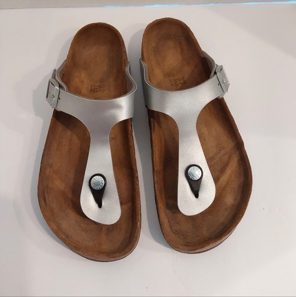 BIRKENSTOCK GIZAH SILVER SIZE 37 PRE-OWNED - Picture 2 of 5